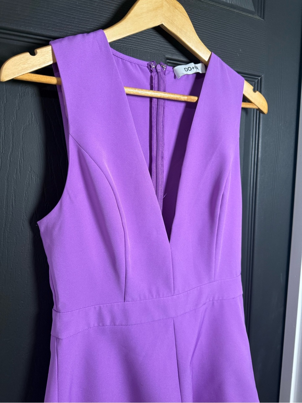 DO+BE Purple V-Neck Sleeveless Romper with Ruffle Hem - Picture 2 of 8